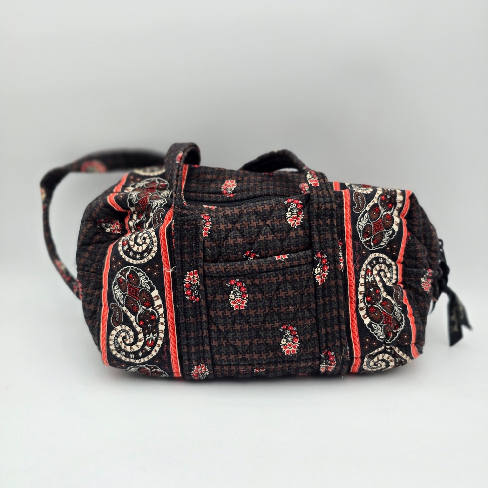 Vera Bradley Quilted Duffle‎ Bag Paisley Floral Print Brown Red Travel Carryon